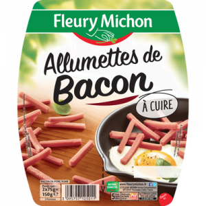 Allumettes de bacon à cuire FLEURY MICHON, barquette sécable 2x75g