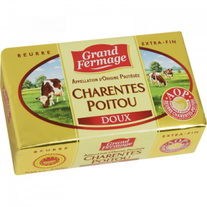 Beurre doux AOP de Charentes Poitou extra fin 82%mg GRAND FERMAGE, 250g