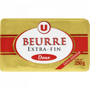 Beurre doux extra fin U, 82%MG, 250g
