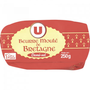 Beurre moulé de Bretagne demi-sel 80% MG U 250G