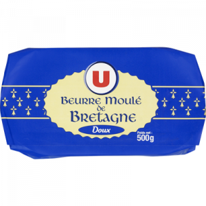 Beurre moulé de Bretagne doux U, 82%MG, 500g