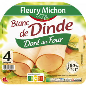 Blanc de dinde doré au four FLEURY MICHON, 4 tranches, 160g