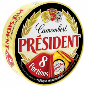 Camembert au lait pasteurisé PRESIDENT, 20%MG, 8 portions, 250g