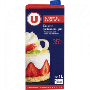 Crème UHT entière liquide U, 35% de MG, brique de 1l