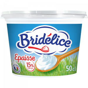 Crème fraîche légère épaisse BRIDELICE, 15% de MG, pot de 50cl