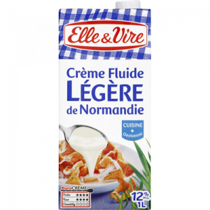 Crème légère de Normandie UHT ELLE&VIRE, 12%MG, 1l