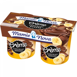 Dessert lacté chocolat banane Gourmand MAMIE NOVA, 2 pots de 150g