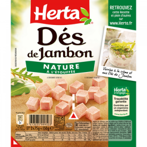Dés de jambon HERTA, 2 paquets de 75g
