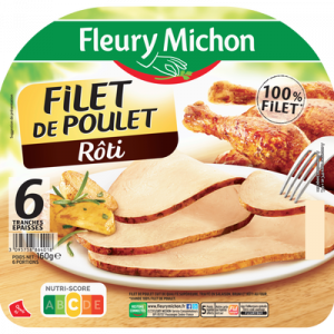 Filet de poulet rôti FLEURY MICHON, 6 tranches, 160g