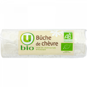 Fromage Bûche de chèvre bio au lait pasteurisé U BIO, 21%MG, 180g