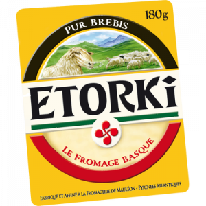 Fromage au lait pasteurisé de brebis ETORKI, 33% de MG, cave fraicheurde 180g