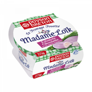 Fromage fouetté lait pasteurisé Madame Loîk échalote ciboulette PAYSANBRETON, 23% de MG, barquette de 150g