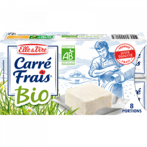 Fromage frais lait pasteurisé BIO CARRE FRAIS, 15% de MG, paquet de 200g