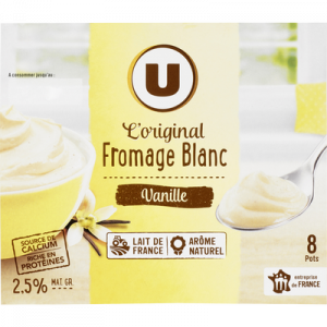 Fromage frais sucré lait pasteurisé saveur vanille 2,5%MG U 8x100g