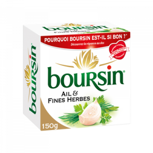 Fromage pasteurisé ail et fines herbes BOURSIN, 39%MG, 150g