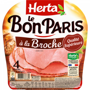 Jambon Paris broche HERTA, 4 tranches, 140g