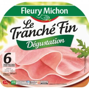 Jambon dégustation Le Tranché Fin FLEURY MICHON, 6 tranches, 180g