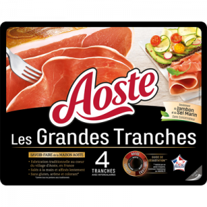 Jambon supérieur grandes tranches Viande de Porc Française AOSTE , x4soit 100g