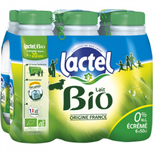 LACTEL Matin léger lait sans lactose bio UHT 6x50cl 