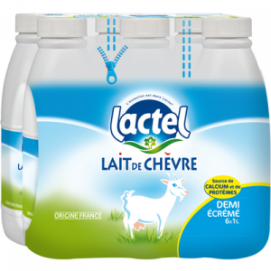 Lait de chèvre demi-écrémé uht, LACTEL, 6 bouteilles de 1 litre