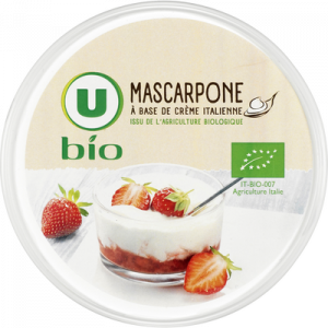 Mascarpone, fromage triple crème issu de l'agriculture BIO U, 250g