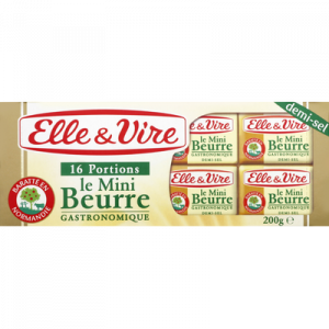 Mini beurre demi-sel ELLE & VIRE, 80% de MG, x16 soit 200g