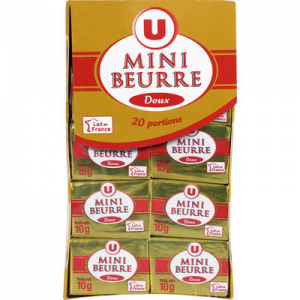 Mini beurre doux U, 82% de MG, paquet de 200g