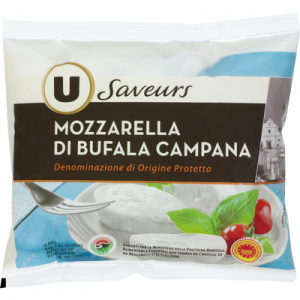 Mozzarella di bufala Campana DOP au lait pasteurisé U SAVEURS, 25% deMG, 125g