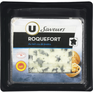 Roquefort AOP au lait cru U SAVEURS, 32% de MG, 150g