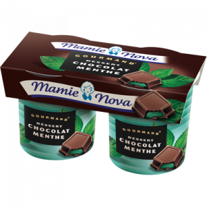 Spécialité lactée chocolat menthe dessert Gourmand MAMIE NOVA, 2x150g