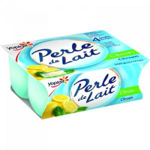Spécialité laitière sucrée citron PERLE DE LAIT, 4 unités de 125g