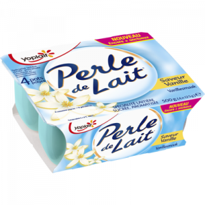 Spécialité laitière sucrée vanille PERLE DE LAIT, 4 unités de 125g