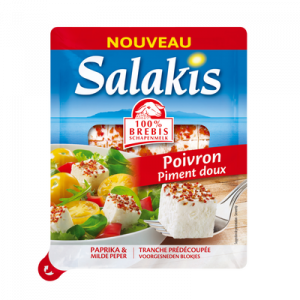 Tranche poivron piment au lait de brebis pasteurisé SALAKIS, 25,5% deMG, 150g