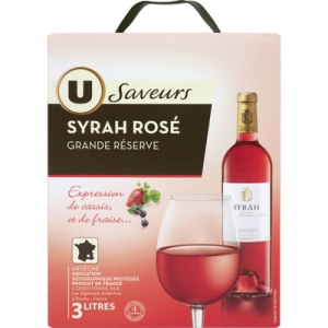 Vin rosé IGP Ardèche Syrah grande réserve U SAVEURS, fontaine à vin de3 litres