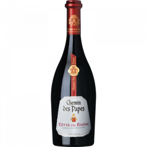 Vin rouge AOC Côtes du Rhône CHEMIN DES PAPES, bouteille de 75cl