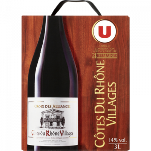 Vin rouge AOP Côtes du Rhone Villages Croix des Alliances U, fontaineà vin de 3l