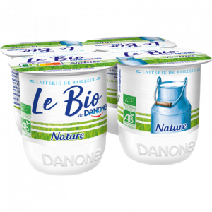 Yaourt nature au lait entier Bio DANONE, 4x125g