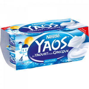 Yaourt yaos à la Grecque brassé nature Nestle YAOS, 4x150g
