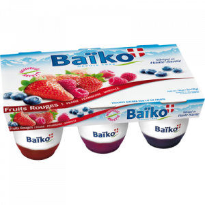 Yaourts au lait entier aux fruits rouges BAIKO, 6x125g