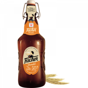 Bière ambrée FISCHER 6,3°, bouteille en verre perdu avec bouchon mécanique de 65cl