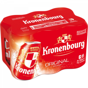 Bière blonde, KRONENBOURG, pack de 6 boîtes métal de 33cl