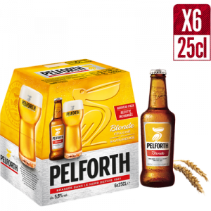 Bière blonde, PELFORTH, pack de 6 bouteilles de 25cl