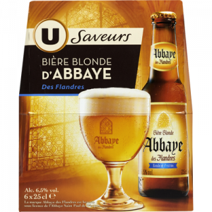 Bière blonde d'Abbaye des Flandres U SAVEURS, 6,5°, 6x25cl