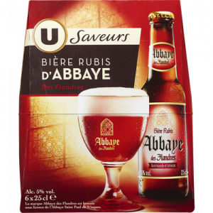 Bière rubis Abbaye des Flandres arôme fruits rouges U SAVEURS, 5°, 6x25cl