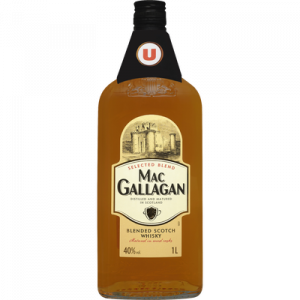 Blended Scotch Whisky 3 ans d'âge Mac Gallagan U, 40°, bouteille de 1l