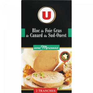 Bloc de foie gras de canard du Sud Ouest 30% de morceaux U, 2 tranches, 80g
