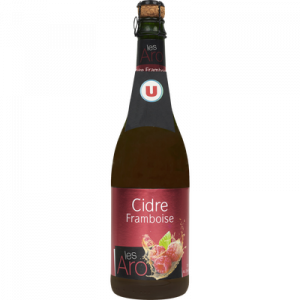 Cidre Les Aro framboise U 2,5° bouteille verre 75cl
