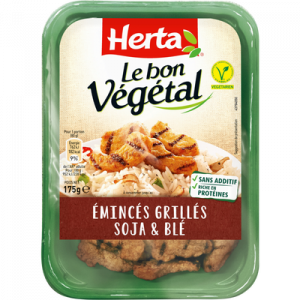 Emincés grillés soja et blé Bon Végétal HERTA, barquette de 175g
