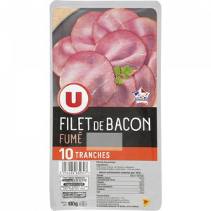 Filet de bacon fumé U, 10 tranches soit 100g