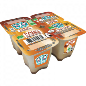 Flans bio à la vanille de Madagascar nappés caramel LES 2 VACHES, 4x100g